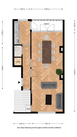 Floorplan - Delfgaauwstraat 51B, 3037 LJ Rotterdam